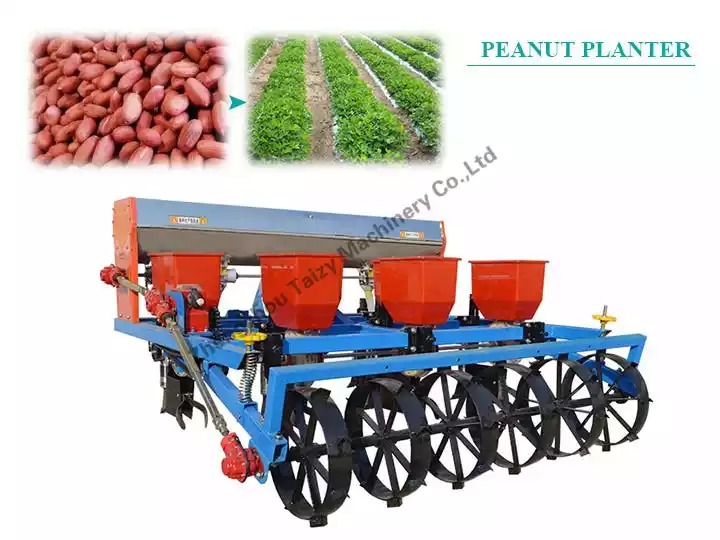 Tractor-driven peanut planting machine for groundnut seed sowing